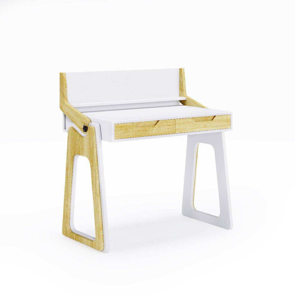 Palmer Sit or Stand Adjustable Laptop Desk in Gloss White and Oak by Alphason - Price Crash Furniture
