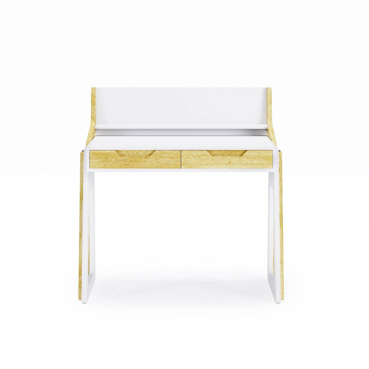 Palmer Sit or Stand Adjustable Laptop Desk in Gloss White and Oak by Alphason - Price Crash Furniture