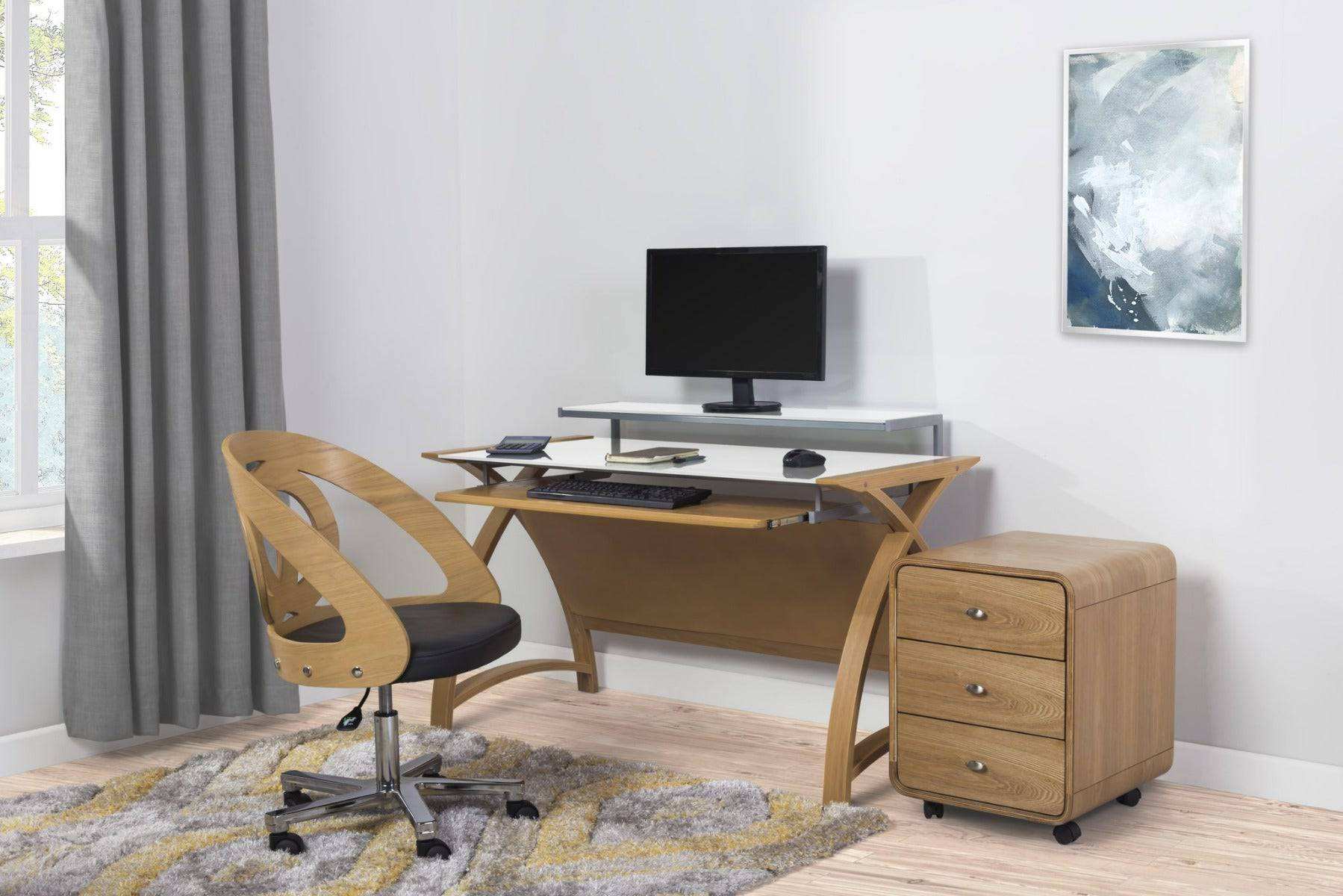 PC201 Helsinki 1300mm Desk in Oak by Jual - Price Crash Furniture