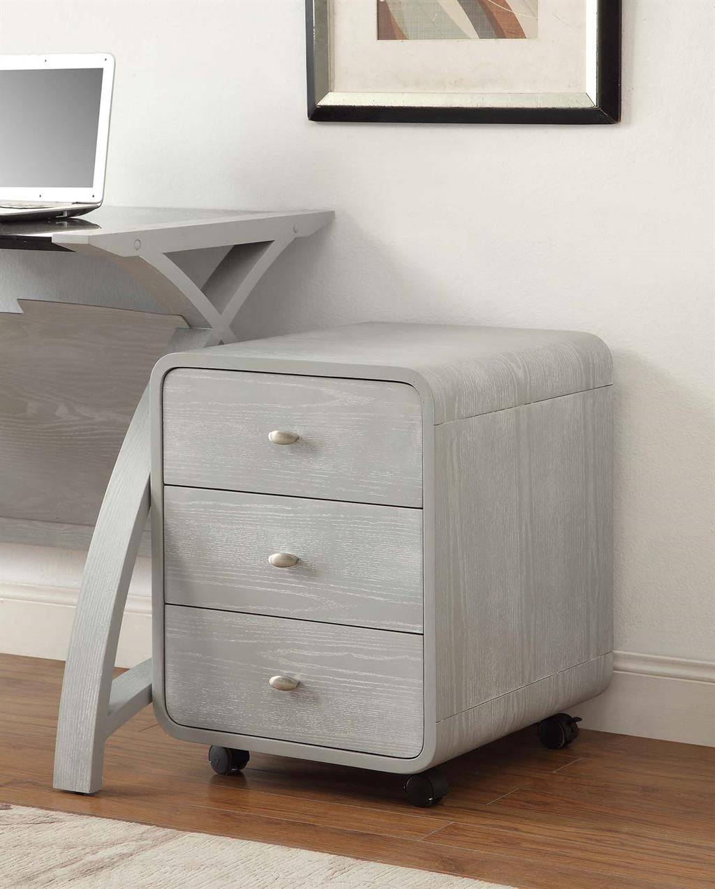 PC201 Helsinki 3 Drawer Wheeled Desk Pedestal Unit in Grey by Jual - Price Crash Furniture