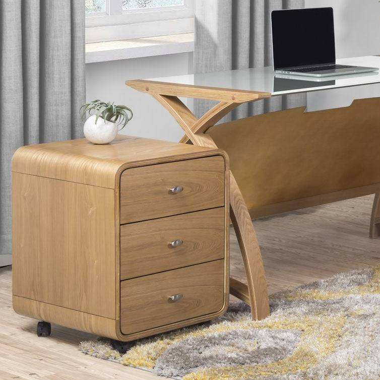 PC201 Helsinki 3 Drawer Wheeled Desk Pedestal Unit in Oak by Jual - Price Crash Furniture
