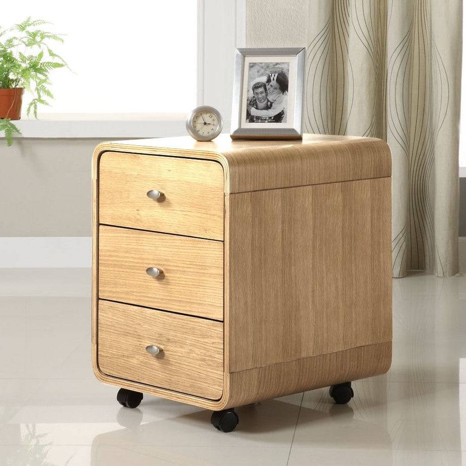 PC201 Helsinki 3 Drawer Wheeled Desk Pedestal Unit in Oak by Jual - Price Crash Furniture