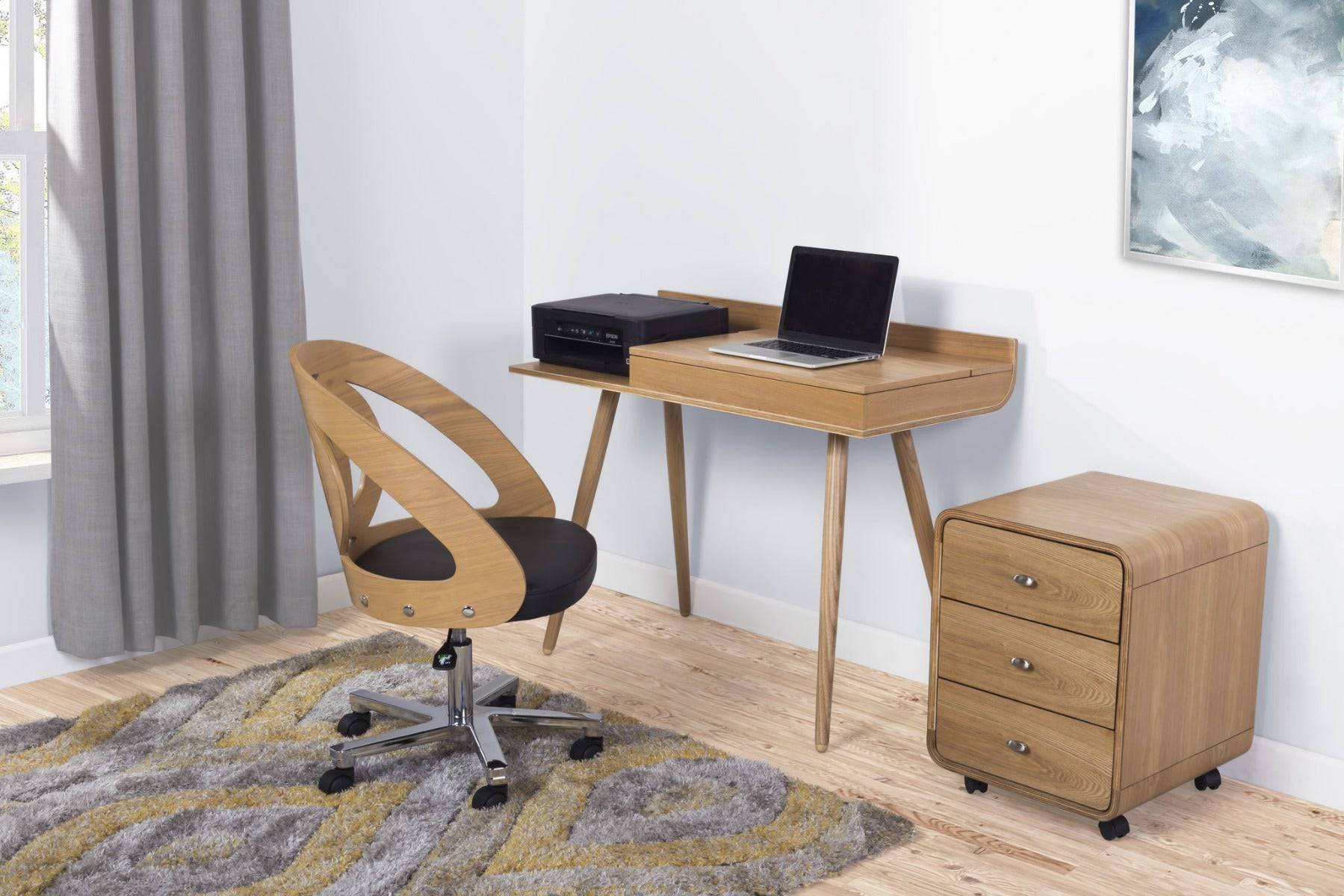 PC201 Helsinki 3 Drawer Wheeled Desk Pedestal Unit in Oak by Jual - Price Crash Furniture