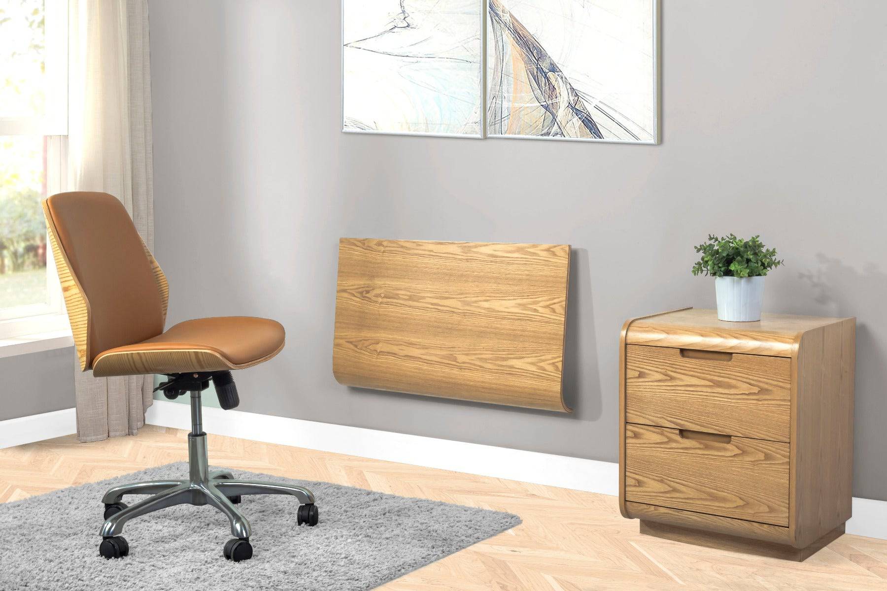 PC206 Wall Mounted Foldaway Drop Desk in Oak by Jual - Price Crash Furniture