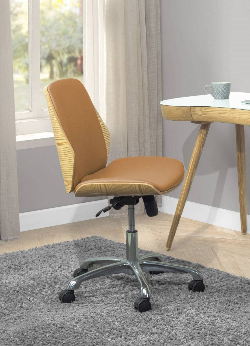 PC211 Universal Office Desk Chair in Oak & Tan by Jual - Price Crash Furniture