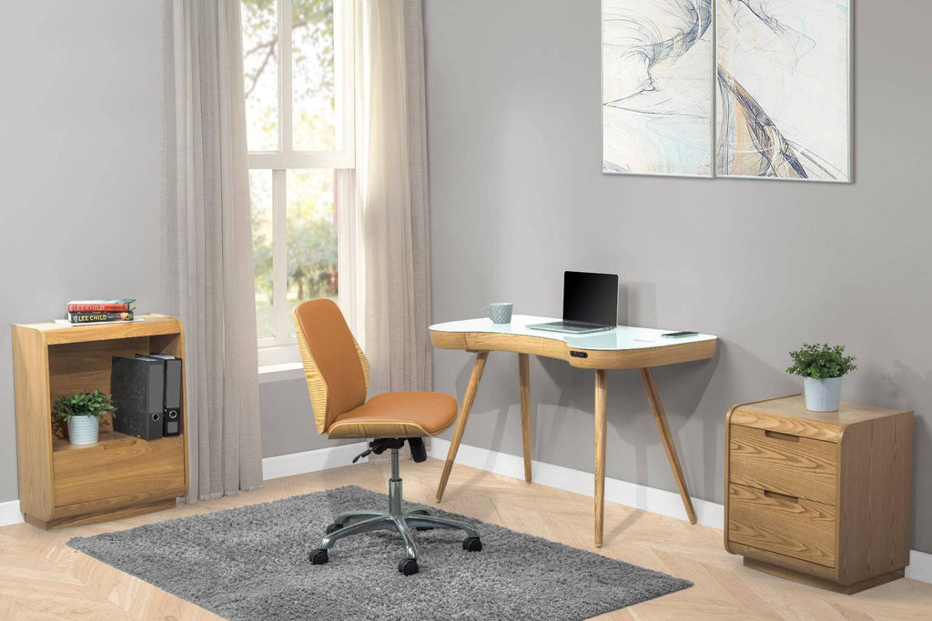 PC211 Universal Office Desk Chair in Oak & Tan by Jual - Price Crash Furniture