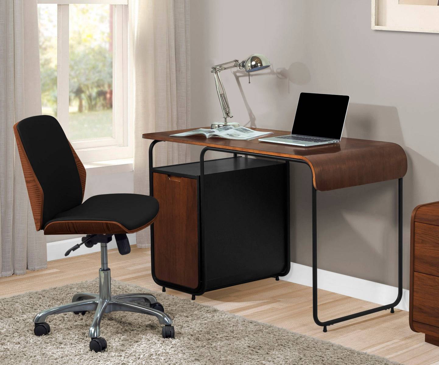 PC211 Universal Office Desk Chair in Walnut & Black by Jual - Price Crash Furniture