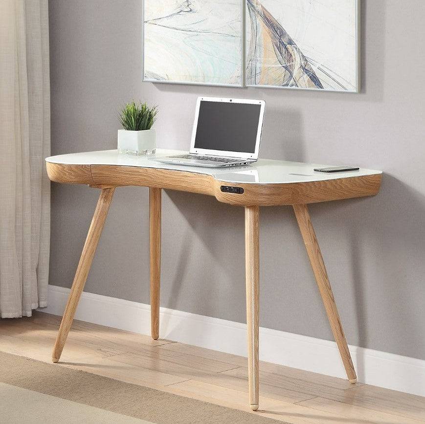 PC711 San Francisco Smart Speaker Bluetooth USB Desk in Oak by Jual - Price Crash Furniture