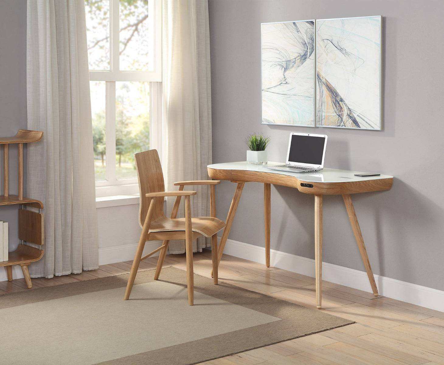 PC711 San Francisco Smart Speaker Bluetooth USB Desk in Oak by Jual - Price Crash Furniture
