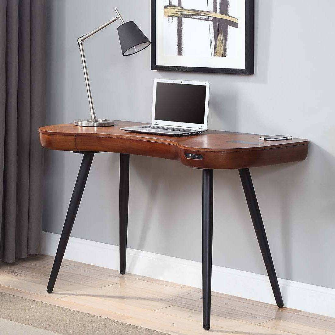 PC711 San Francisco Smart Speaker Bluetooth USB Desk in Walnut by Jual - Price Crash Furniture