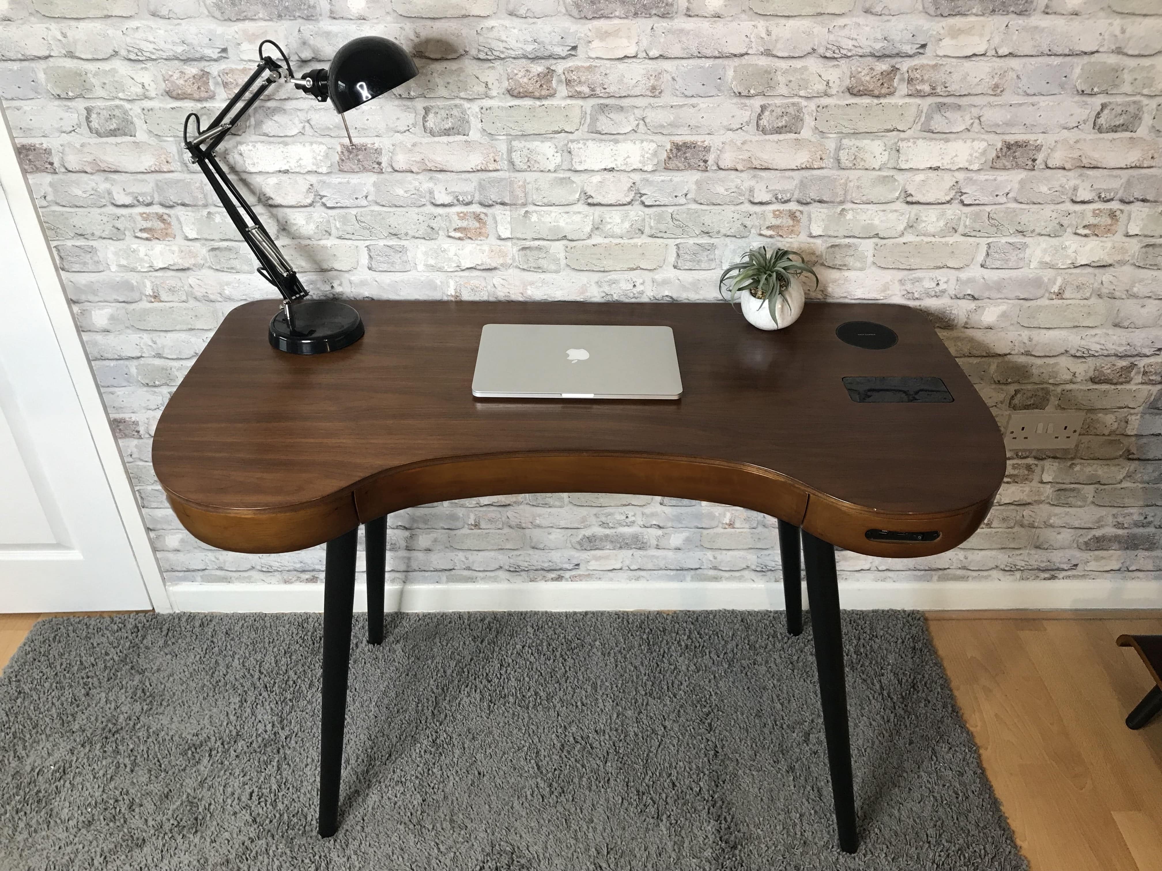 PC711 San Francisco Smart Speaker Bluetooth USB Desk in Walnut by Jual - Price Crash Furniture