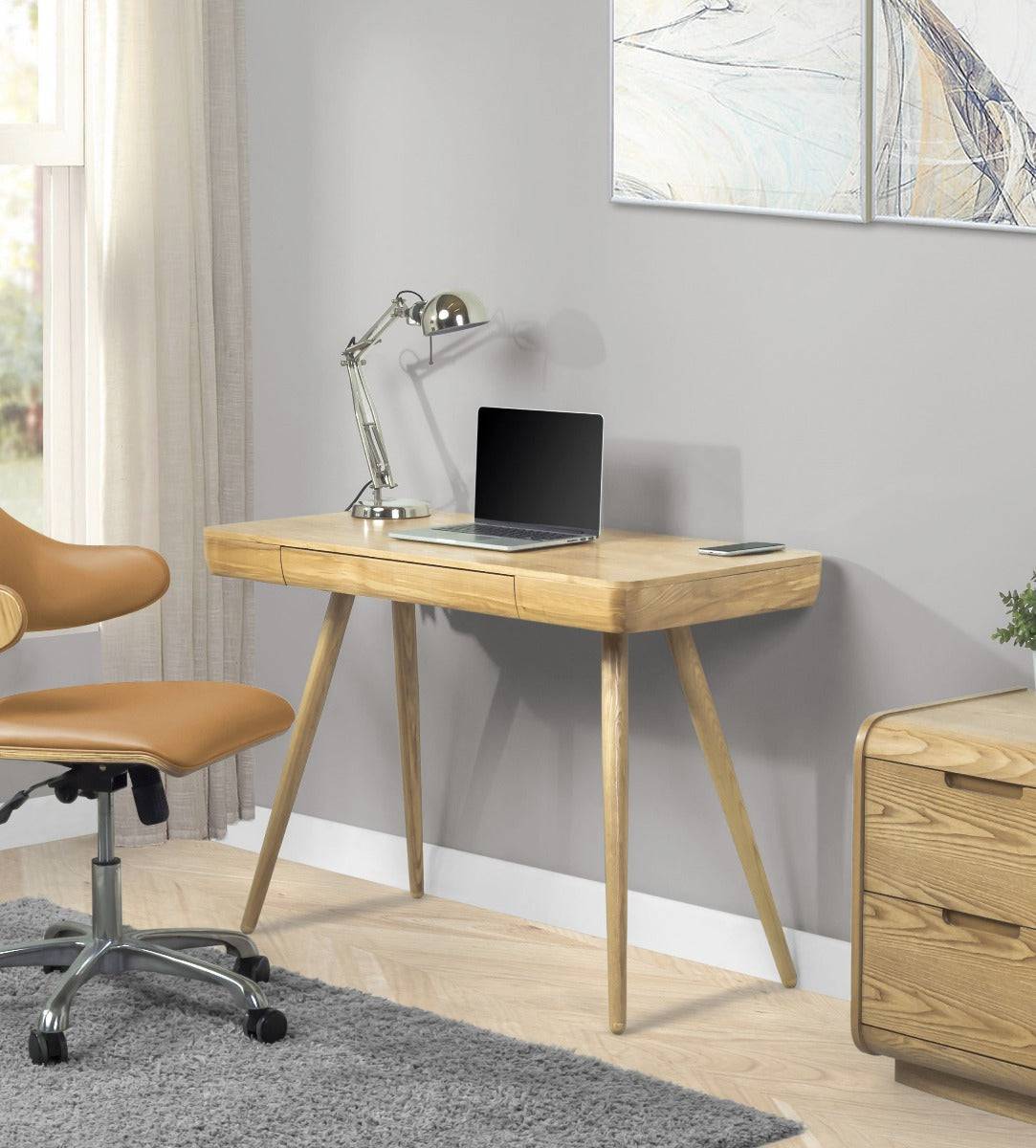 PC713 San Francisco Desk in Oak by Jual - Price Crash Furniture