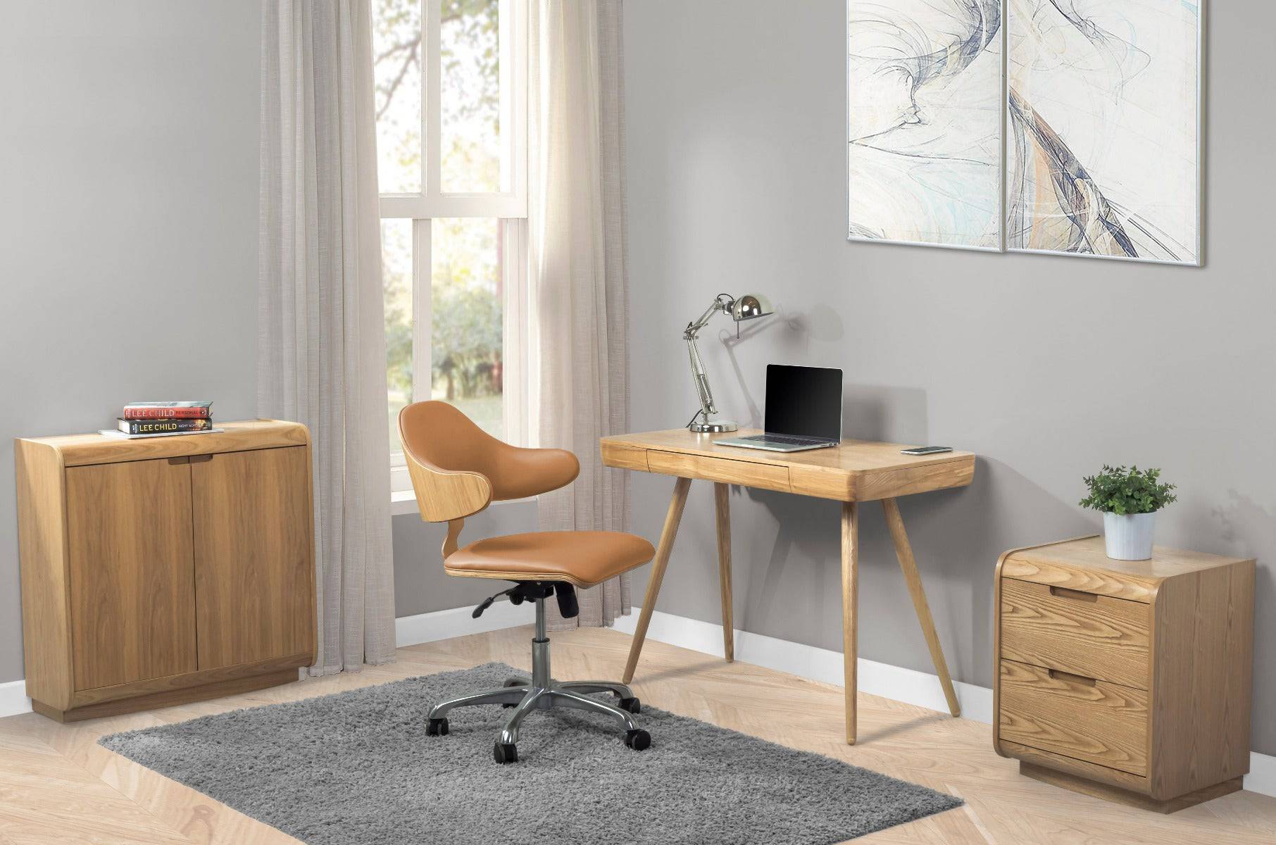 PC713 San Francisco Desk in Oak by Jual - Price Crash Furniture