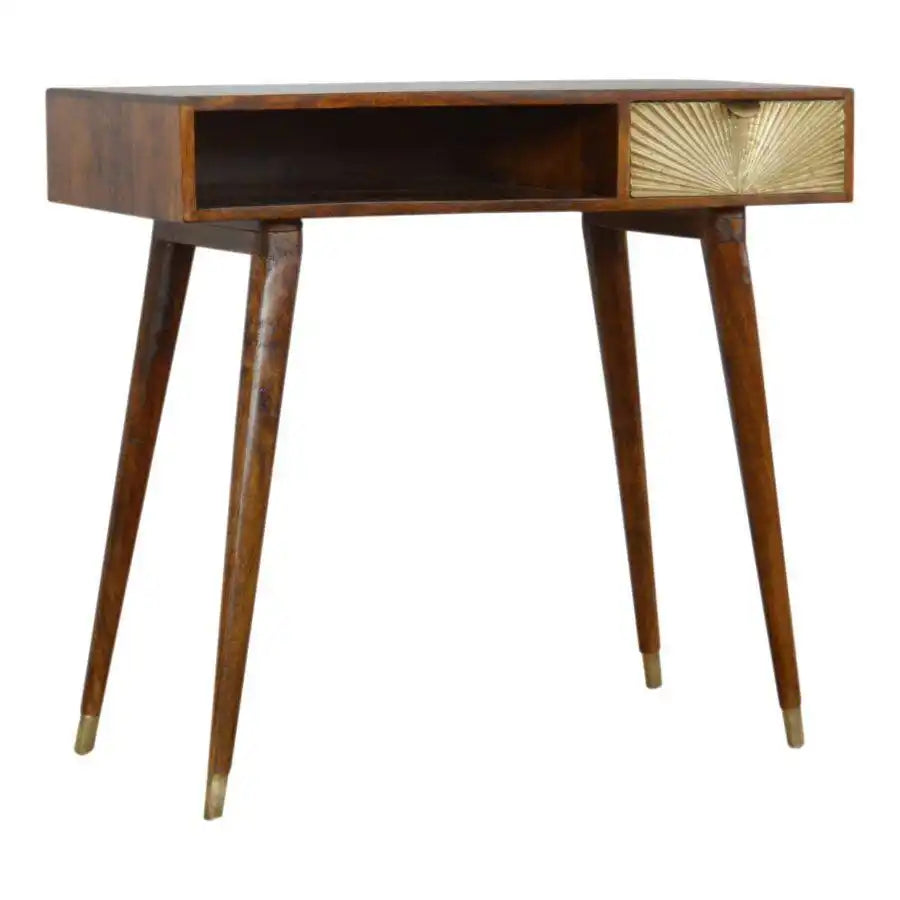 Sunrise Writing Laptop Desk in Gold & Chestnut Finish - Price Crash Furniture