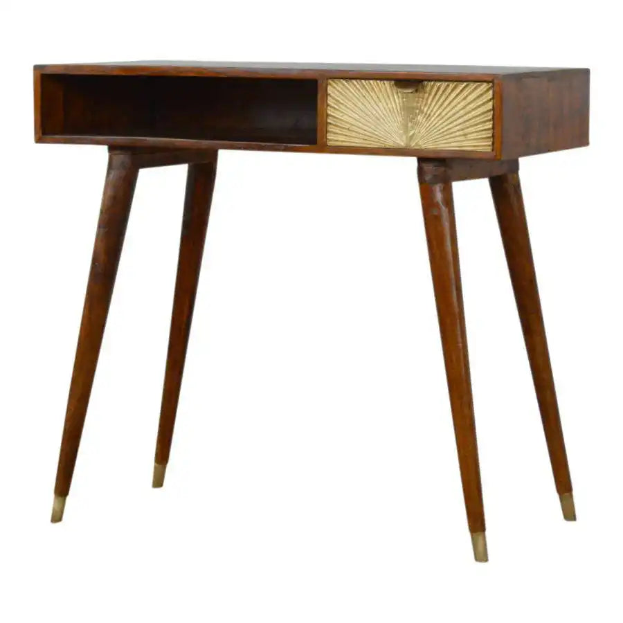 Sunrise Writing Laptop Desk in Gold & Chestnut Finish - Price Crash Furniture