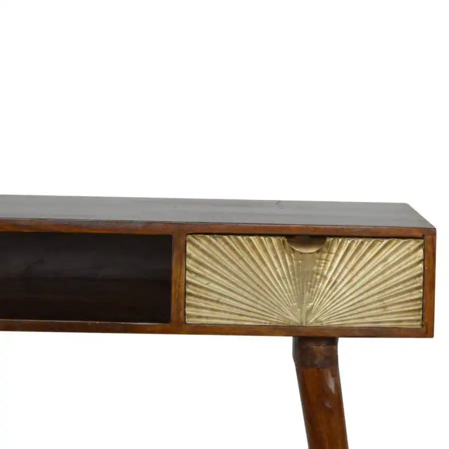 Sunrise Writing Laptop Desk in Gold & Chestnut Finish - Price Crash Furniture