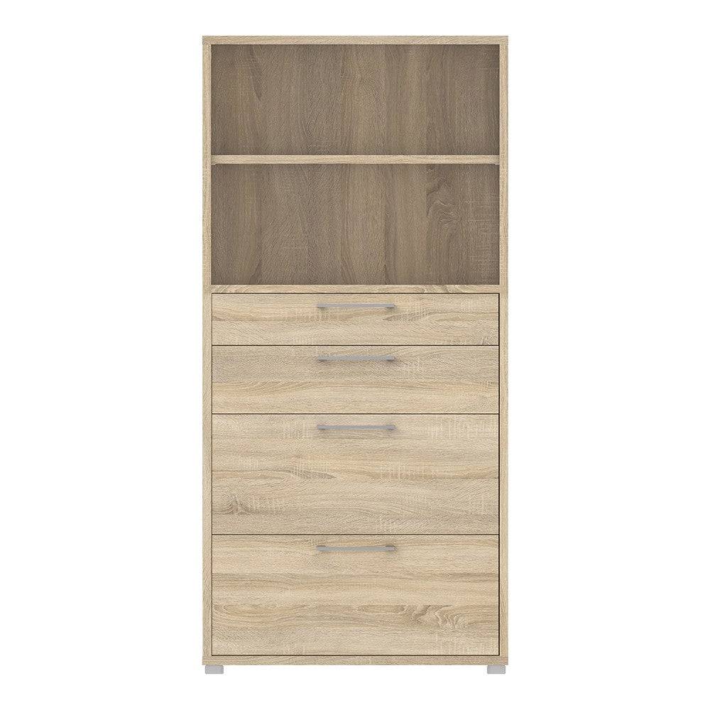 Prima Bookcase 2 Shelves, 2 Drawers + 2 File Drawers in Oak - Price Crash Furniture