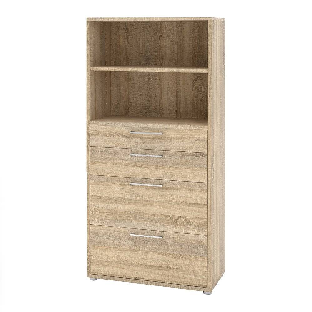 Prima Bookcase 2 Shelves, 2 Drawers + 2 File Drawers in Oak - Price Crash Furniture