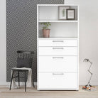 Prima Bookcase 2 Shelves, 2 Drawers + 2 File Drawers in White - Price Crash Furniture