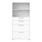 Prima Bookcase 2 Shelves, 2 Drawers + 2 File Drawers in White - Price Crash Furniture