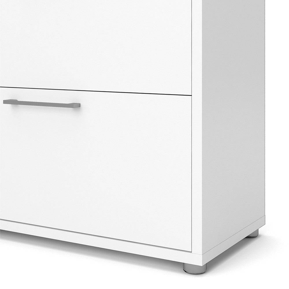 Prima Bookcase 2 Shelves, 2 Drawers + 2 File Drawers in White - Price Crash Furniture