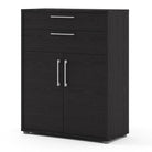 Prima Bookcase 2 Shelves with 2 Drawers and 2 Doors in Black Woodgrain - Price Crash Furniture