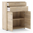 Prima Bookcase 2 Shelves with 2 Drawers and 2 Doors in Oak - Price Crash Furniture