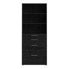 Prima Bookcase 3 Shelves with 2 Drawers + 2 File Drawers in Black Woodgrain - Price Crash Furniture