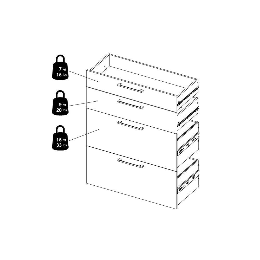 Prima Bookcase 3 Shelves with 2 Drawers + 2 File Drawers in Black Woodgrain - Price Crash Furniture