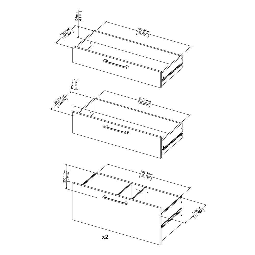 Prima Bookcase 3 Shelves with 2 Drawers + 2 File Drawers in Black Woodgrain - Price Crash Furniture