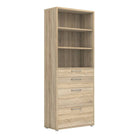 Prima Bookcase 3 Shelves with 2 Drawers + 2 File Drawers in Oak - Price Crash Furniture