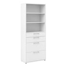 Prima Bookcase 3 Shelves with 2 Drawers + 2 File Drawers in White - Price Crash Furniture