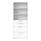 Prima Bookcase 3 Shelves with 2 Drawers + 2 File Drawers in White - Price Crash Furniture