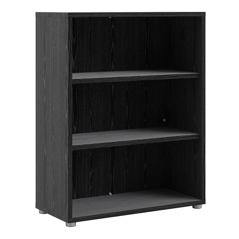 Prima Bookcase Shelving Unit 2 Shelves in Black Woodgrain - Price Crash Furniture