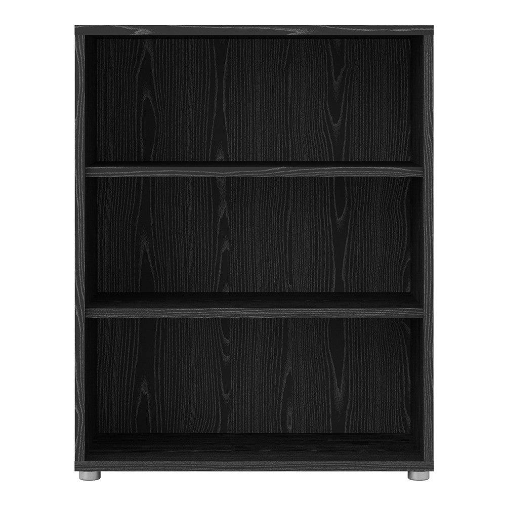 Prima Bookcase Shelving Unit 2 Shelves in Black Woodgrain - Price Crash Furniture