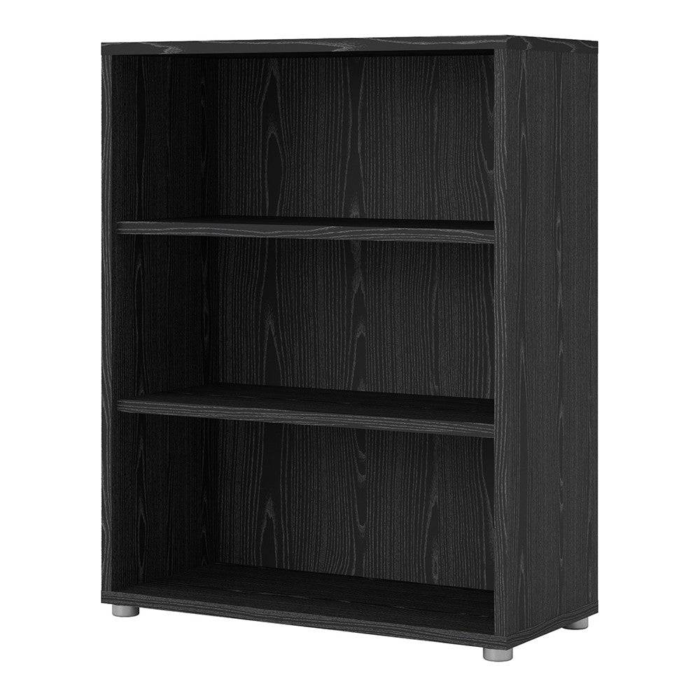 Prima Bookcase Shelving Unit 2 Shelves in Black Woodgrain - Price Crash Furniture