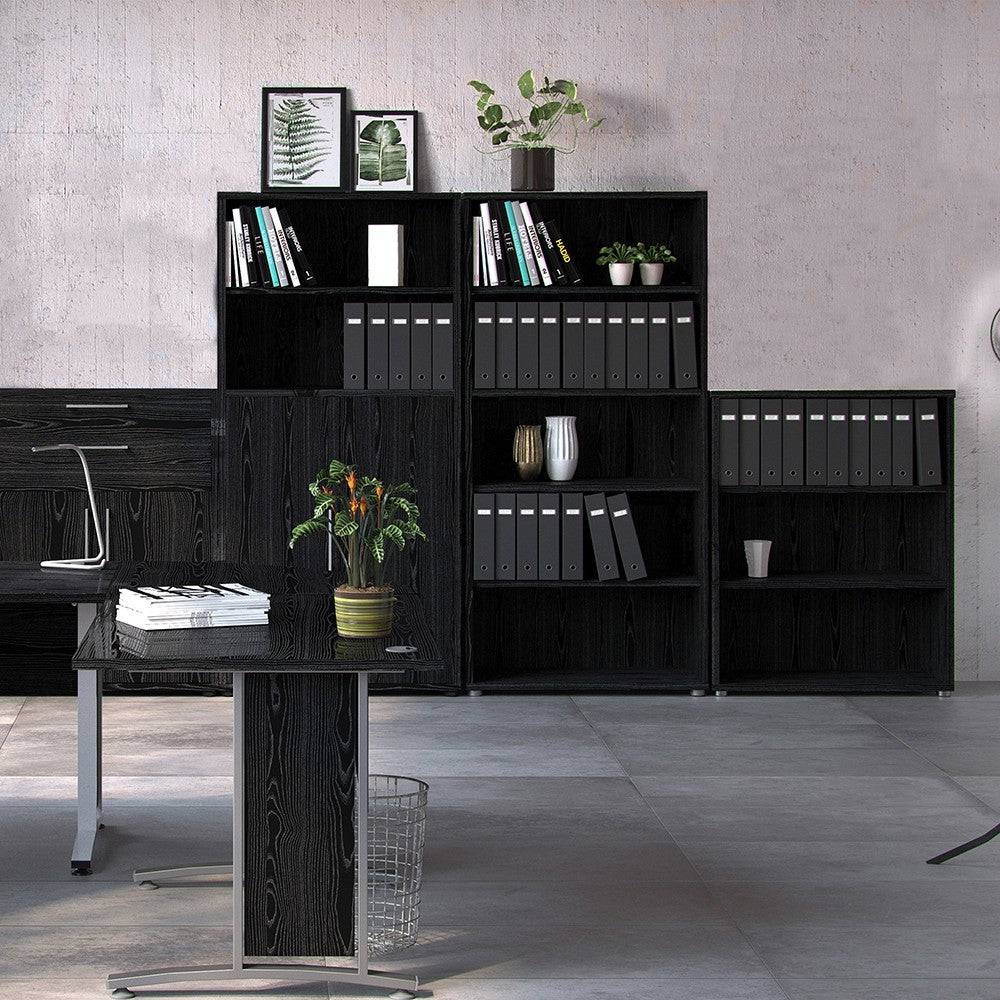 Prima Bookcase Shelving Unit 2 Shelves in Black Woodgrain - Price Crash Furniture