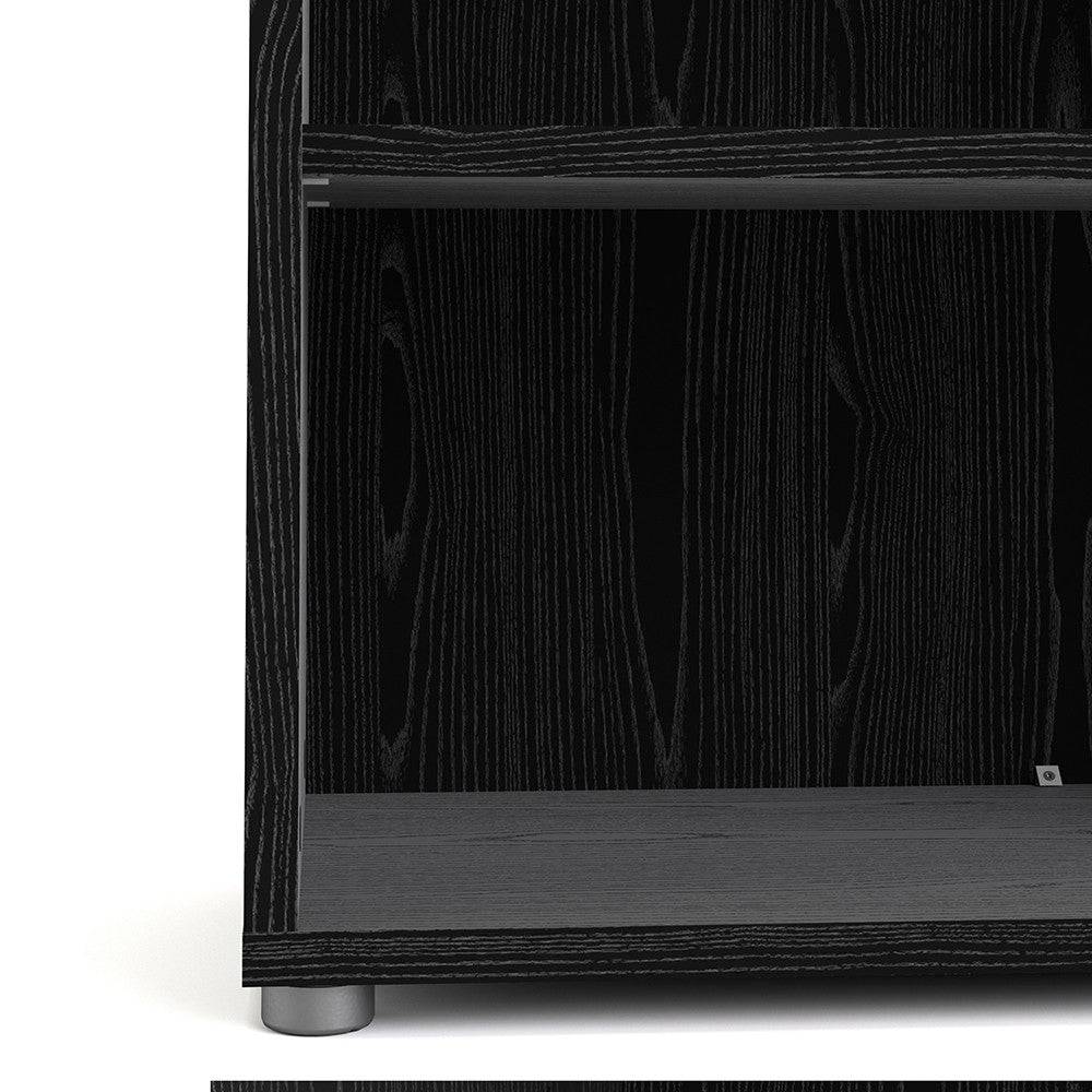 Prima Bookcase Shelving Unit 2 Shelves in Black Woodgrain - Price Crash Furniture