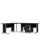 Prima Corner Desk Top in Black Woodgrain with Silver Grey Leg - Price Crash Furniture