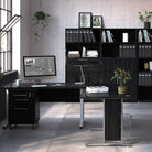 Prima Corner Desk Top In Black Woodgrain With White Legs - Price Crash Furniture