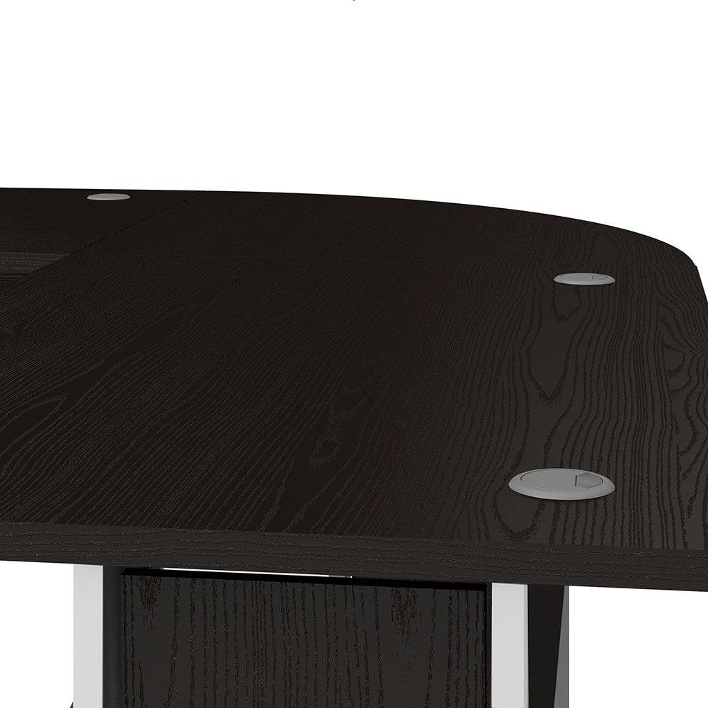 Prima Corner Desk Top In Black Woodgrain With White Legs - Price Crash Furniture