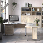 Prima Corner Desk Top in Oak with Silver Grey Leg - Price Crash Furniture