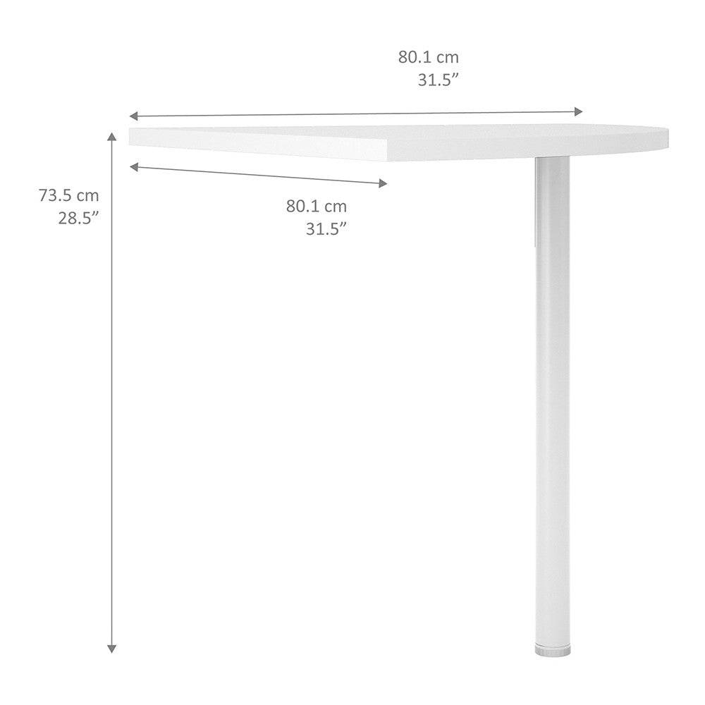 Prima Corner Desk Top in White with White Leg - Price Crash Furniture