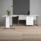 Prima Corner Desk Top in White with White Leg - Price Crash Furniture