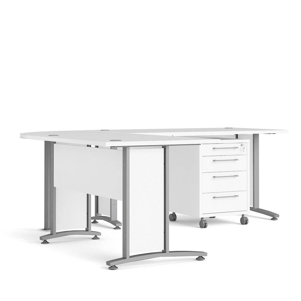 Prima Corner Desk Top in White with White Leg - Price Crash Furniture