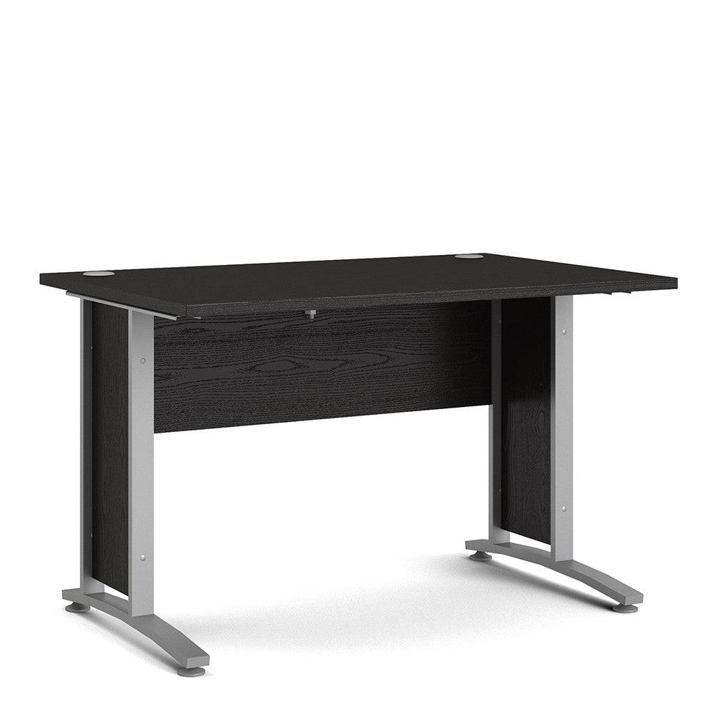 Prima Desk 120 cm in Black Woodgrain with Silver Grey Steel Legs - Price Crash Furniture