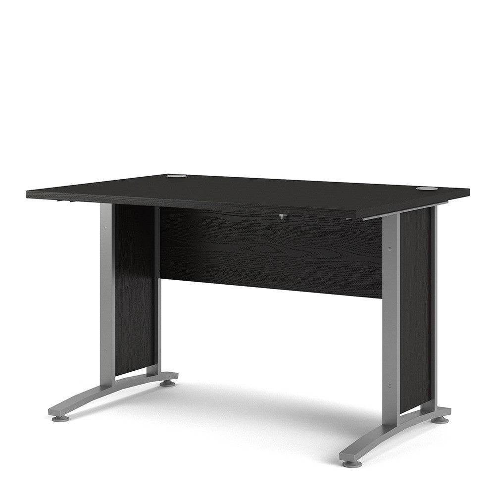 Prima Desk 120 cm in Black Woodgrain with Silver Grey Steel Legs - Price Crash Furniture