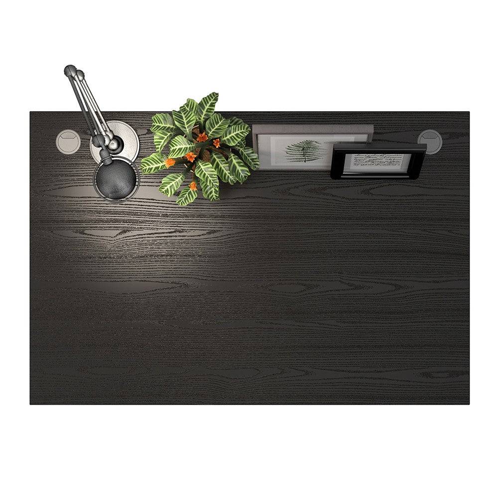 Prima Desk 120 cm in Black Woodgrain with Silver Grey Steel Legs - Price Crash Furniture