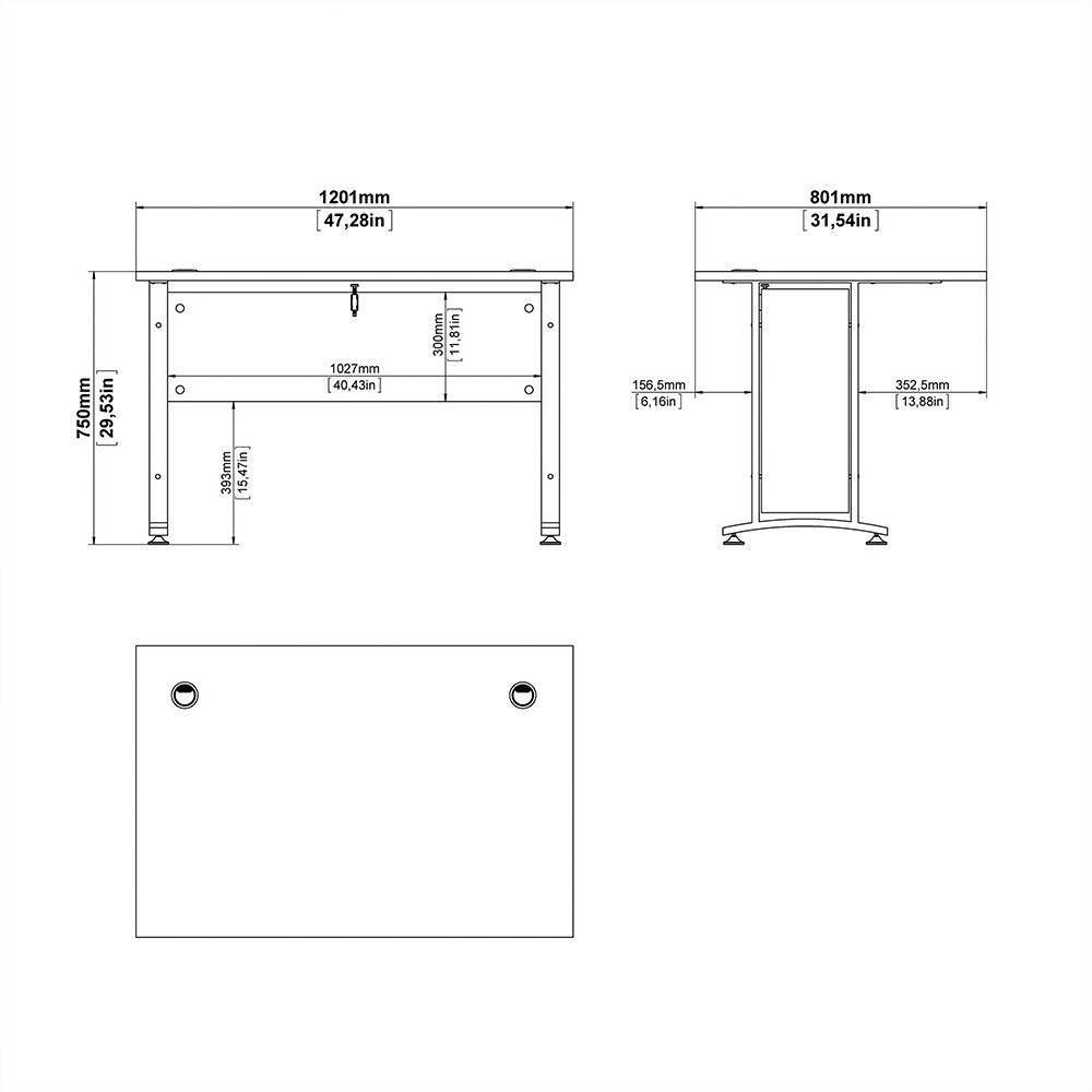 Prima Desk 120 cm in Black Woodgrain with Silver Grey Steel Legs - Price Crash Furniture