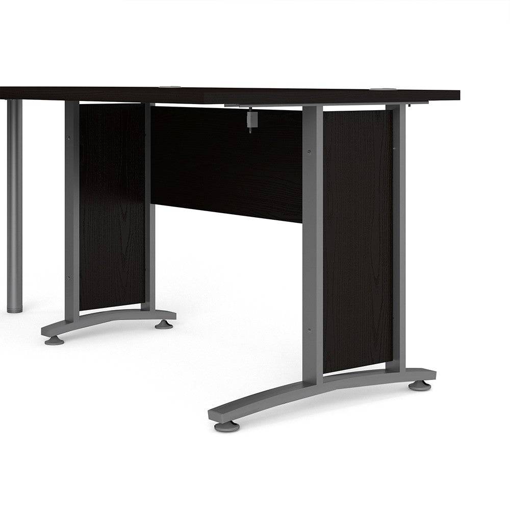 Prima Desk 120 cm in Black Woodgrain with Silver Grey Steel Legs - Price Crash Furniture